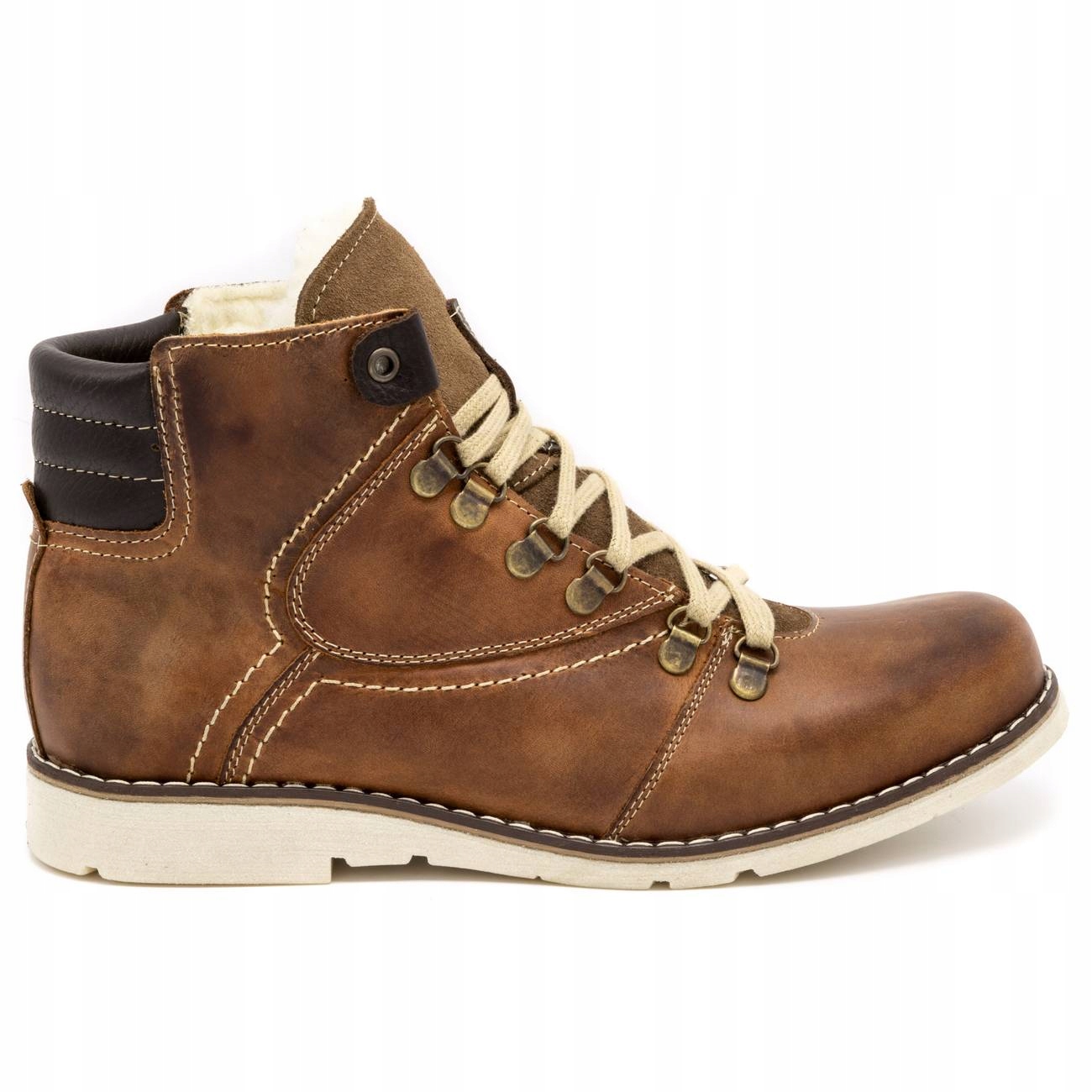 

Buty męskie skóra trzewiki Zimowe 733K Brąz 42