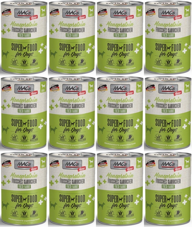 Levně MAC's Pes Monoprotein Králík 12 x 400 g