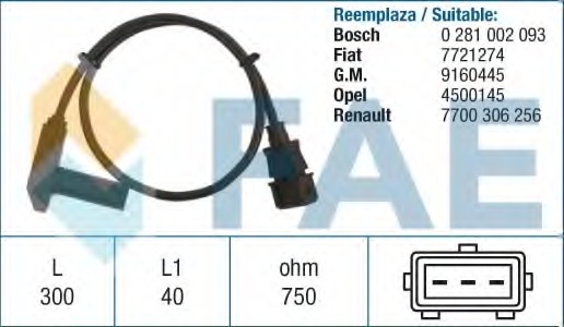 CZUJNIK OBROTÓW WAŁU KORB. RENAULT MASTER II 2,8 Producent części FAE