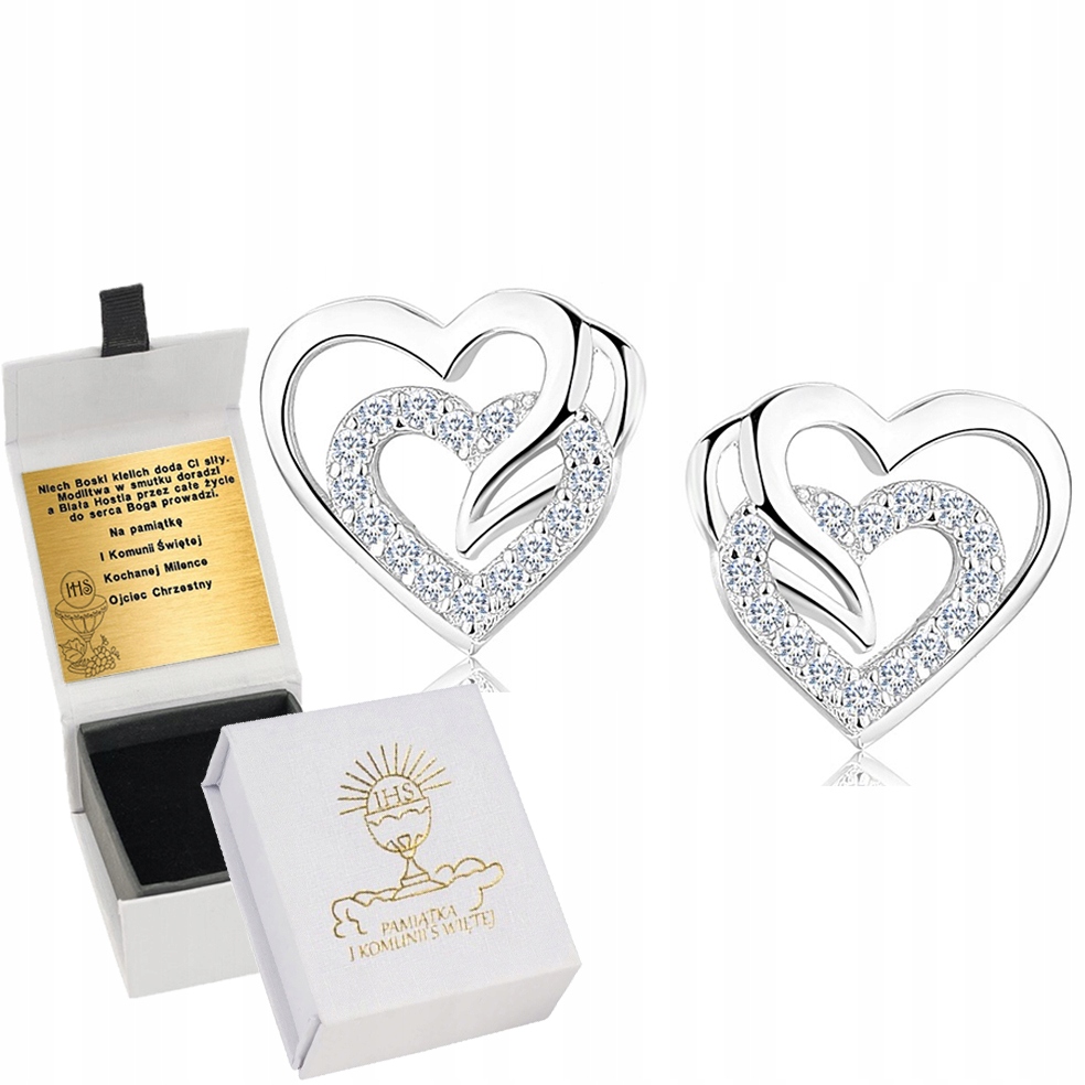 

Kolczyki 925 Serca Dla Dziewczyny Rodowane Grawer