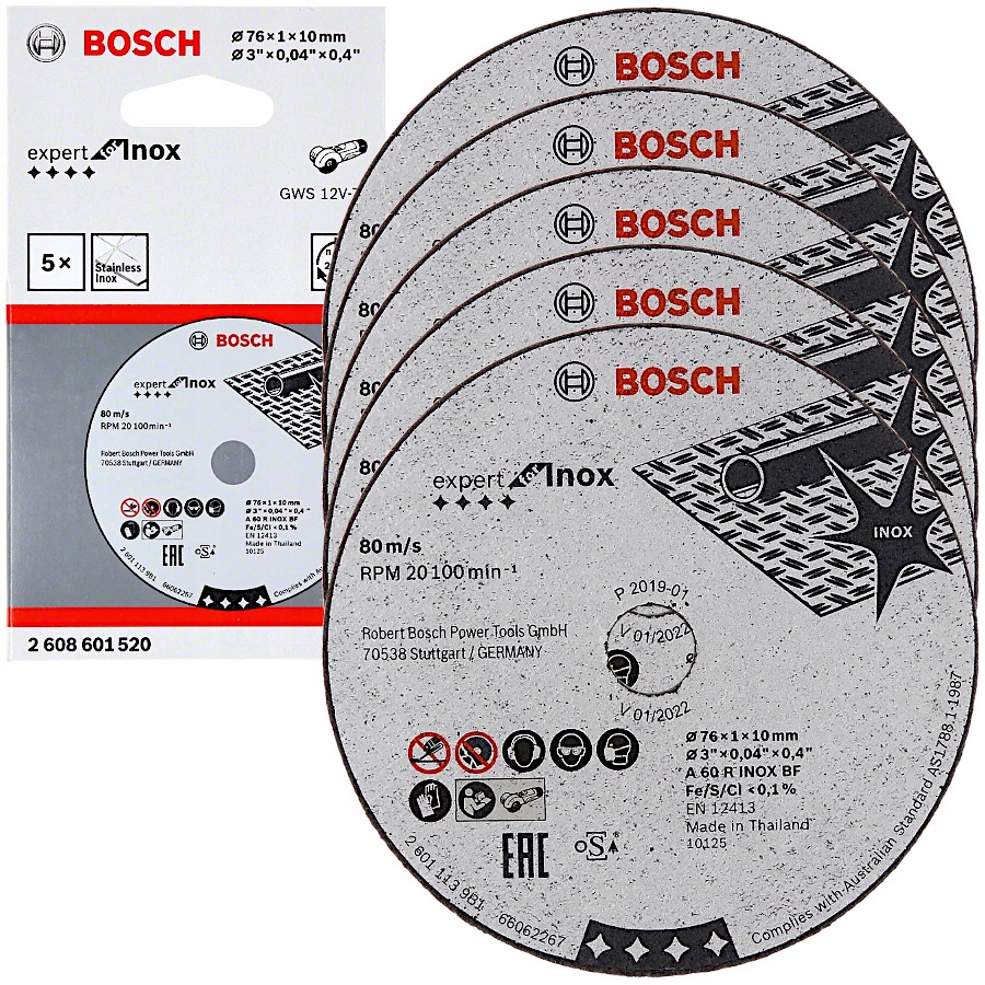 

Bosch 5x Tarcza korundowa 76 x 10mm do Gws 12V-76