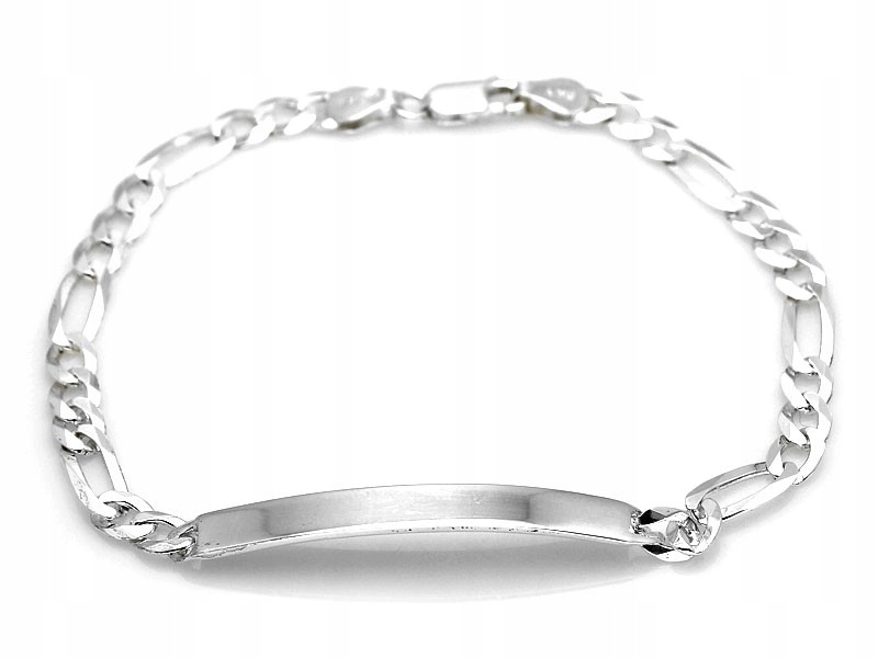 Stříbrný Pánský Náramek Figaro ryzosti 925 s plechem, váha 7 g pro gravírování