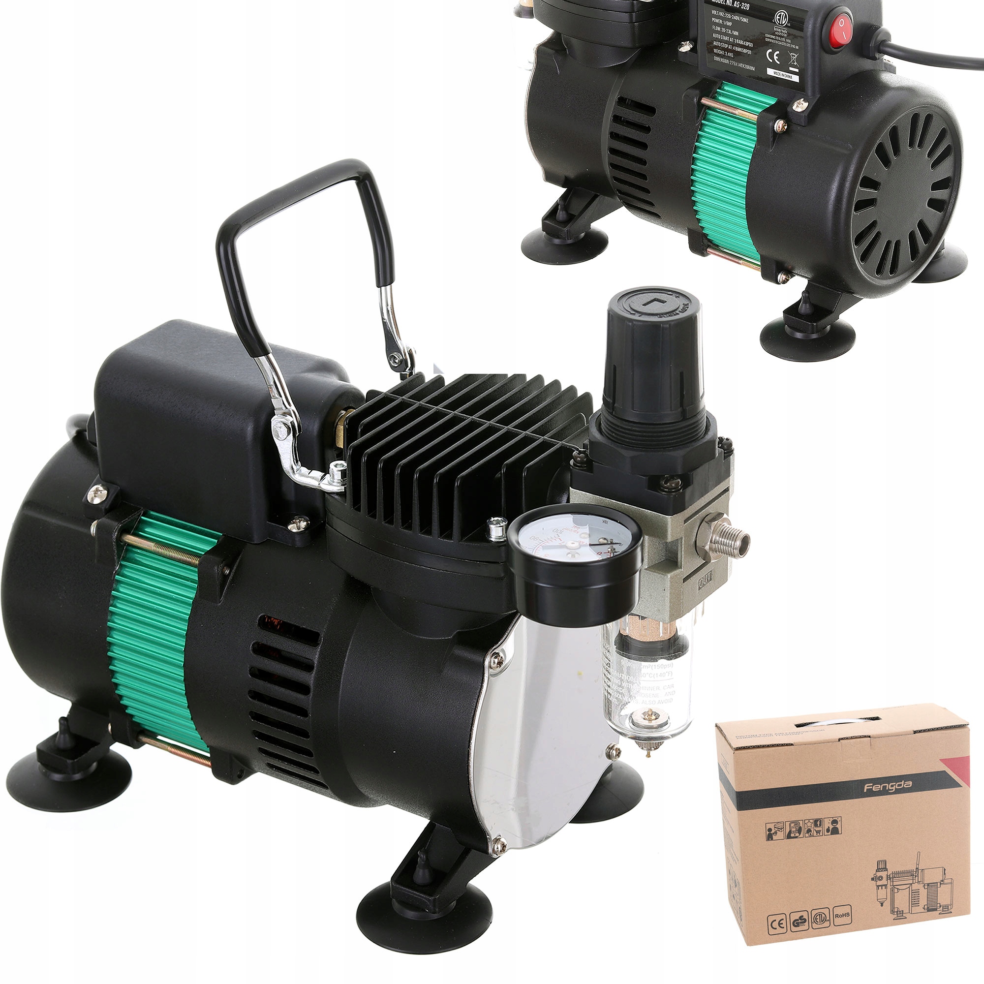 Výkonný kompresor pro airbrush dvojitý ventilátor