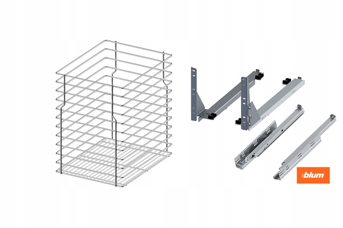 Kôš Cargo do spodnej skrinky 40 cm 400 Chróm 1p tichý zatvárač Blum s plným výsuvom