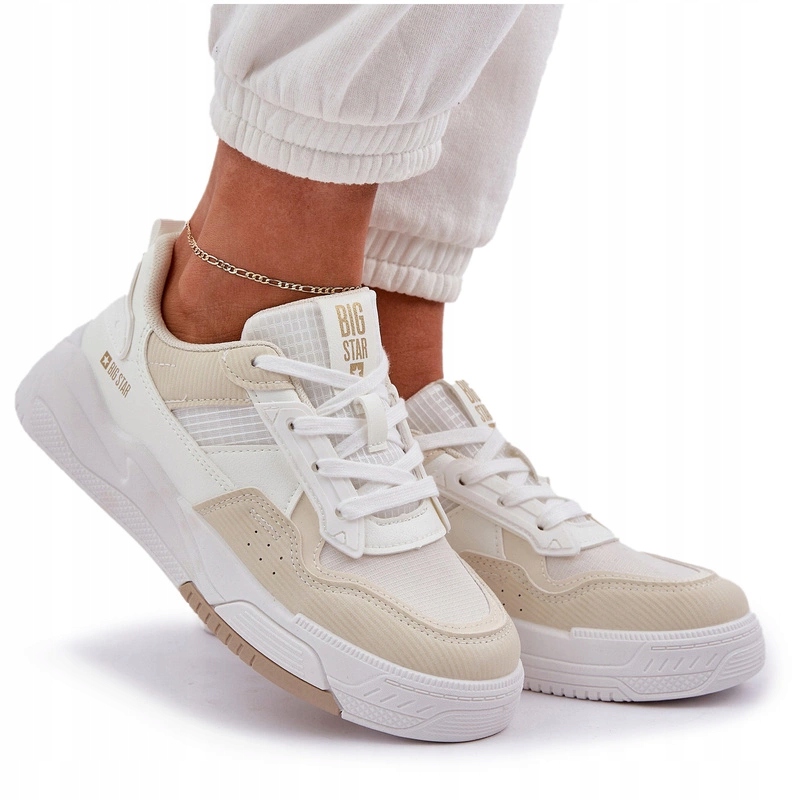 Tenisky Na Platformě Z Eko Kůže Big Star OO274A155 Bílo-béžové 39
