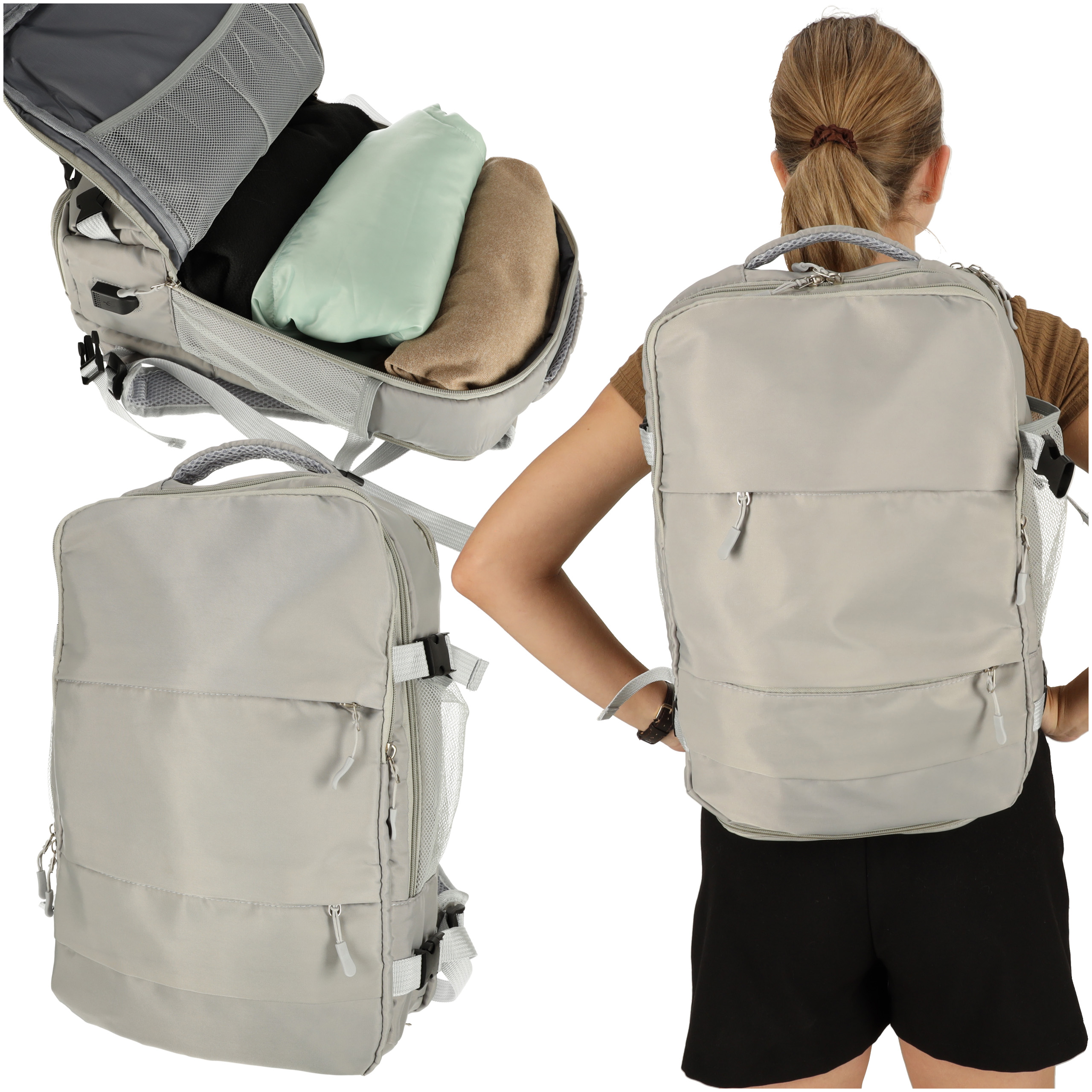 PLECAK TURYSTYCZNY PODRÓŻNY TORBA NA LAPTOPA BAGAŻ PODRĘCZNY 3X KOSMETYCZKA Długość paska 1 cm