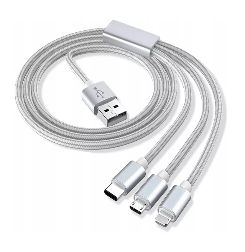 

Kabel Do Ładowania 3W1 Micro Usb Usb-c Lightning