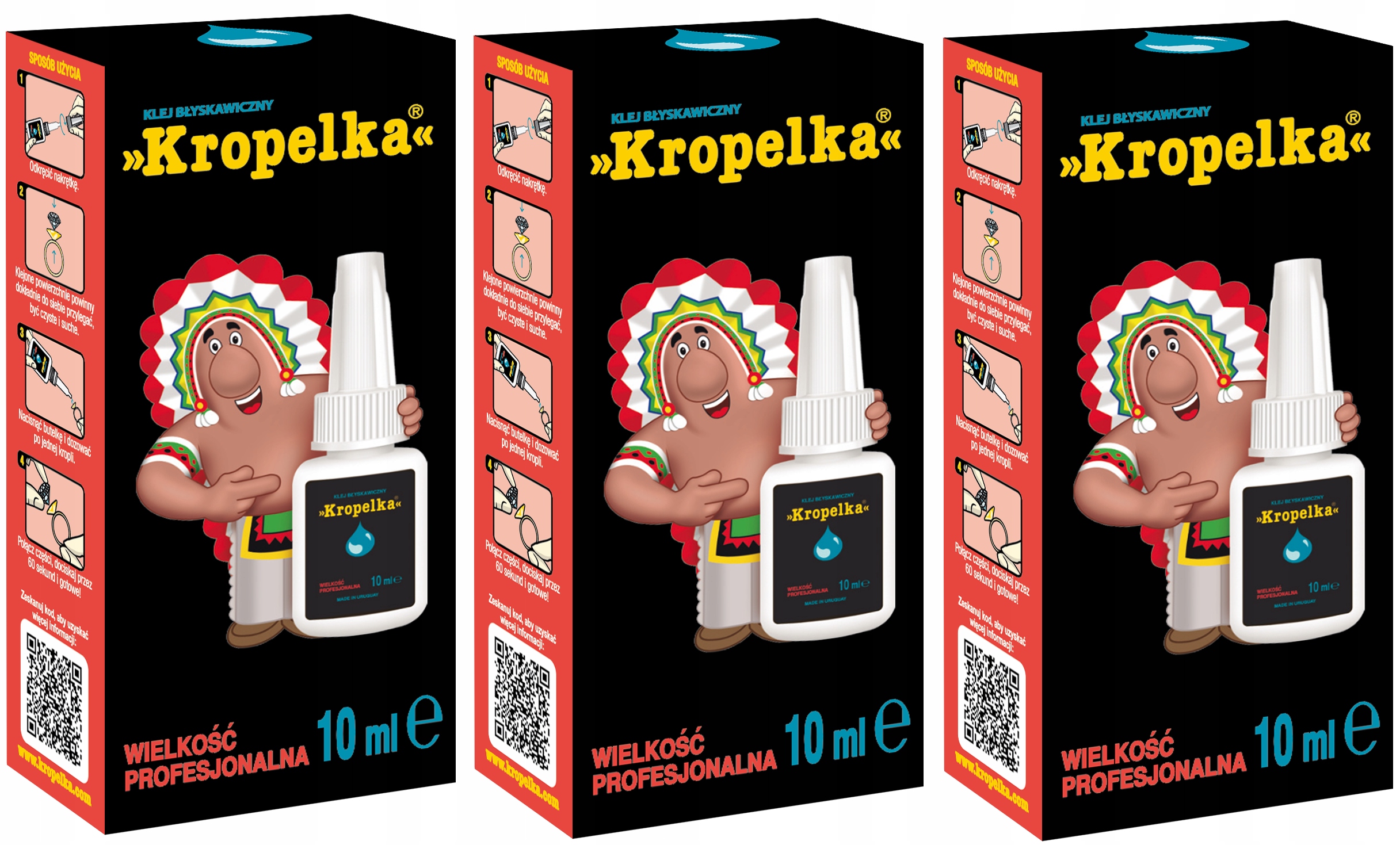 3x Klej błyskawiczny uniwersalny wielkość profesjonalna Kropelka duża 10 ml