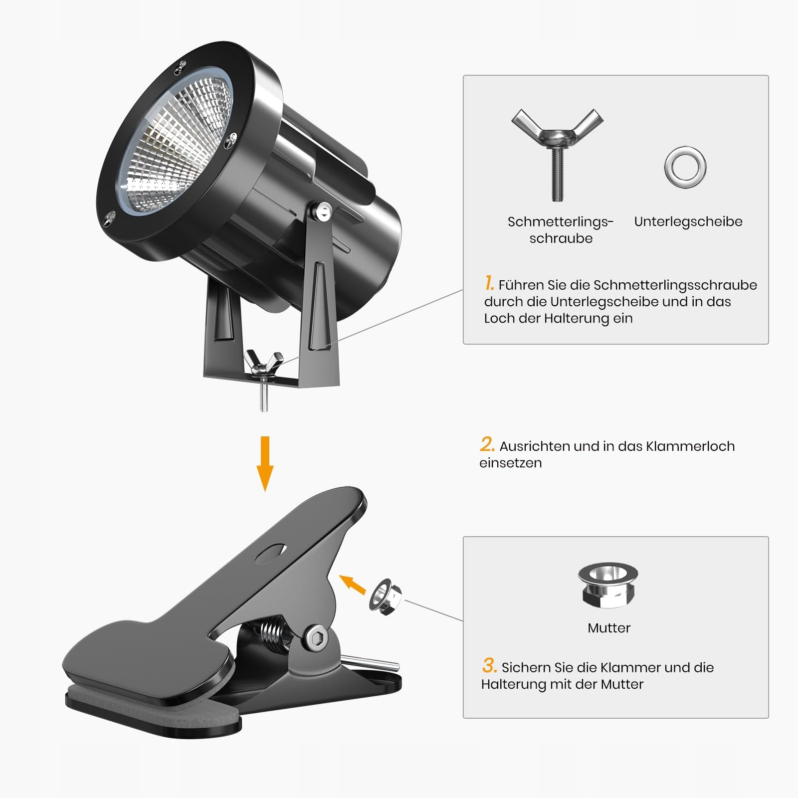 TOBE BRIGHT 6W RGB LED KLEMMSPOT Z PILOTEM, WODOODPORNY, WEWNĄTRZ/ZEWNĄTRZ — miniatura 7