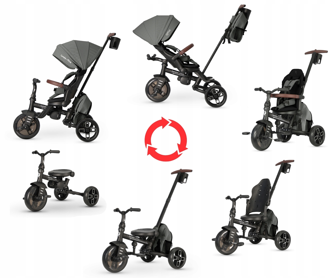 Qplay Rowerek Trójkołowy Comfo Max 360° Grey