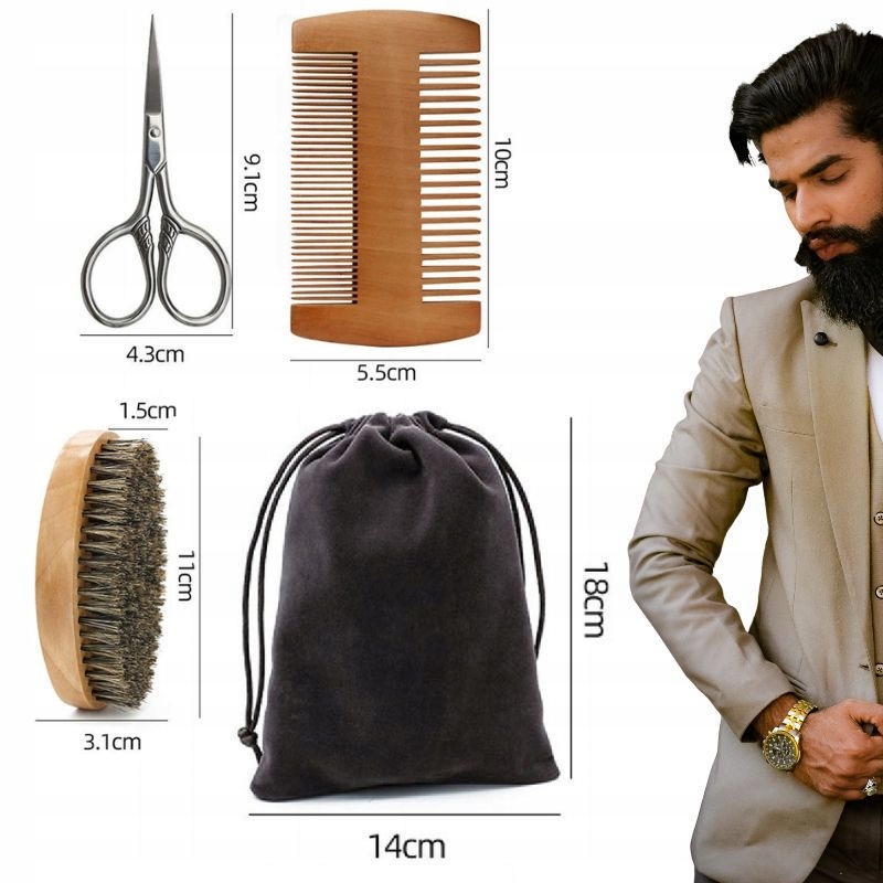ZESTAW DO PIELĘGNACJI BRODY BARBER KARTACZ GRZEBIEŃ NOŻYCZKI WOREK 4W1 EAN (GTIN) 5901783702318