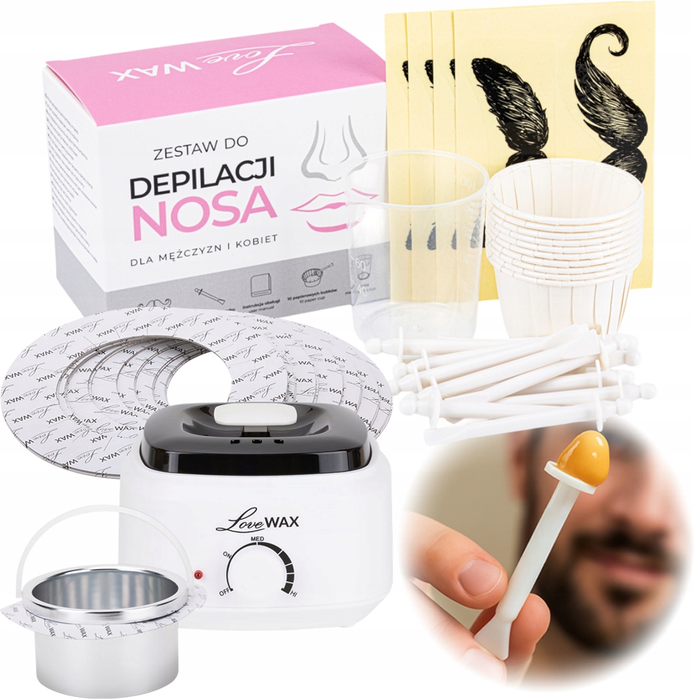Sada na depilaci nosu LoveWax ohřívač AX200 500 ml 50 kroužků