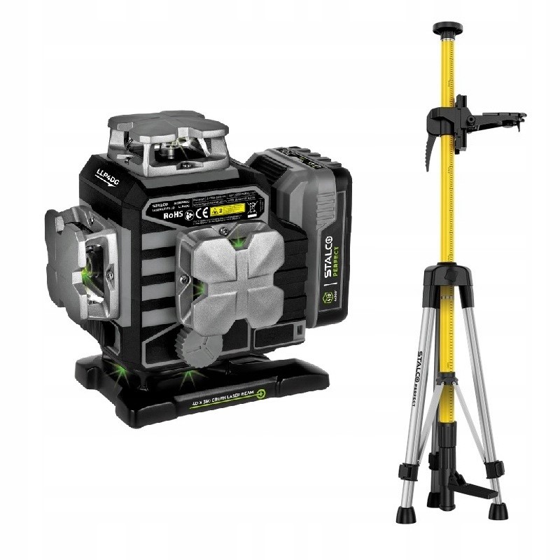 Laser Niwelator Stalco Perfect LLP4DG Zielony 360° Aplikacja Pilot Stojak