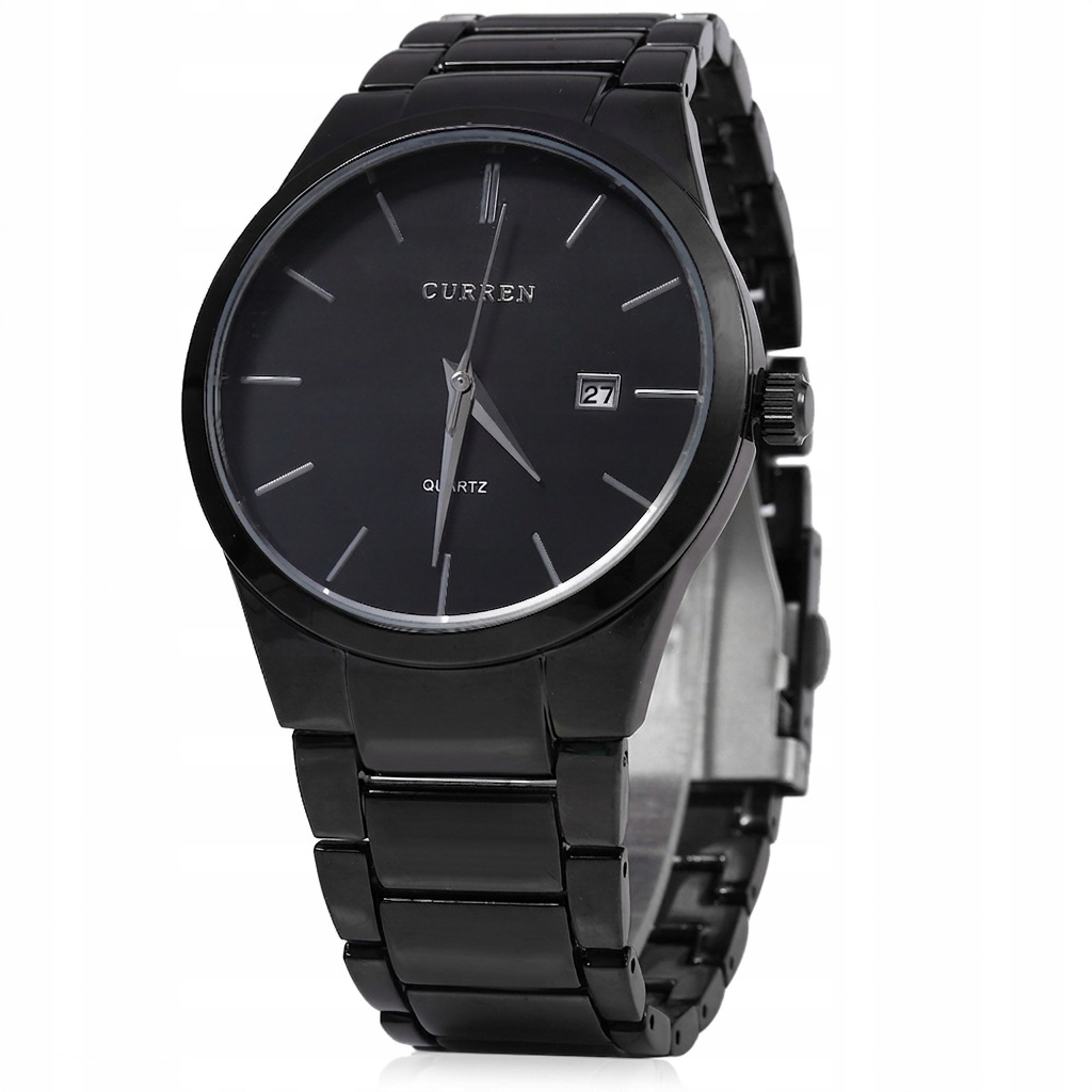 Czarny Zegarek Męski Na Bransolecie Curren Datownik Pudełko