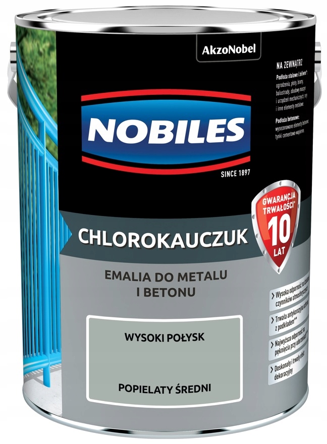 Farba Nobiles Chlorokauczuk- popielaty średni, 5l