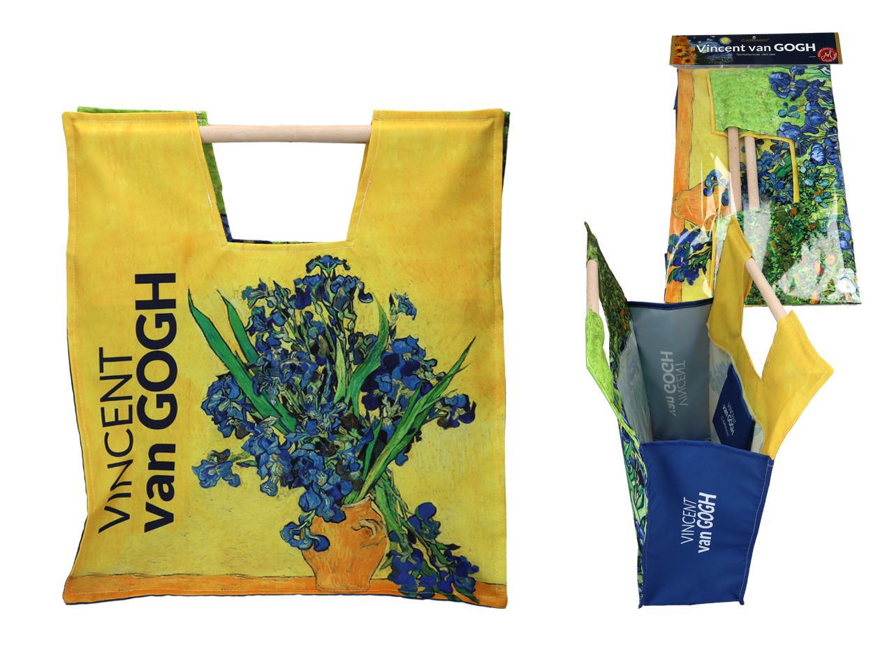 Taška S Dřevěným Držadlem, Kosatce, Nákupní Taška Typu Gogh, Látková