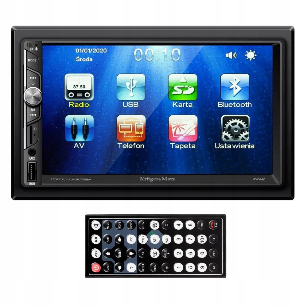 Automobilové rádio Kruger&Matz KM2007 7" 2-DIN 4x 40W Usb Aux Sd