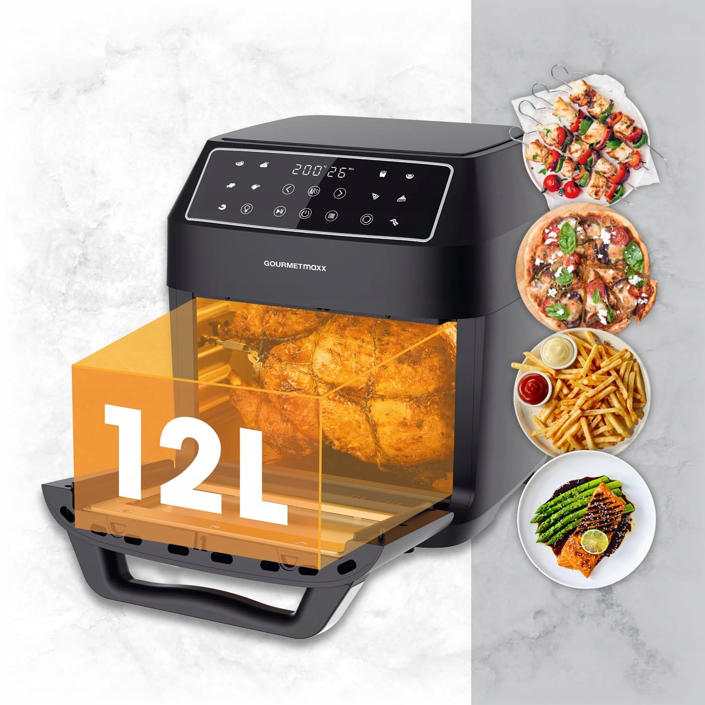 GOURMETMAXX Frytkownica Beztłuszczowa 12L 1700W 9 Funkcji Minipiekarnik — miniatura 11