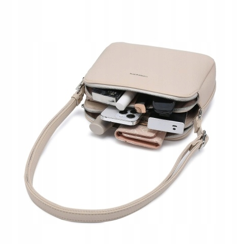 Damska Torebka Listonoszka LUIGISANTO Beżowa Trzykomorowa z Paskiem Kolekcja HS6527