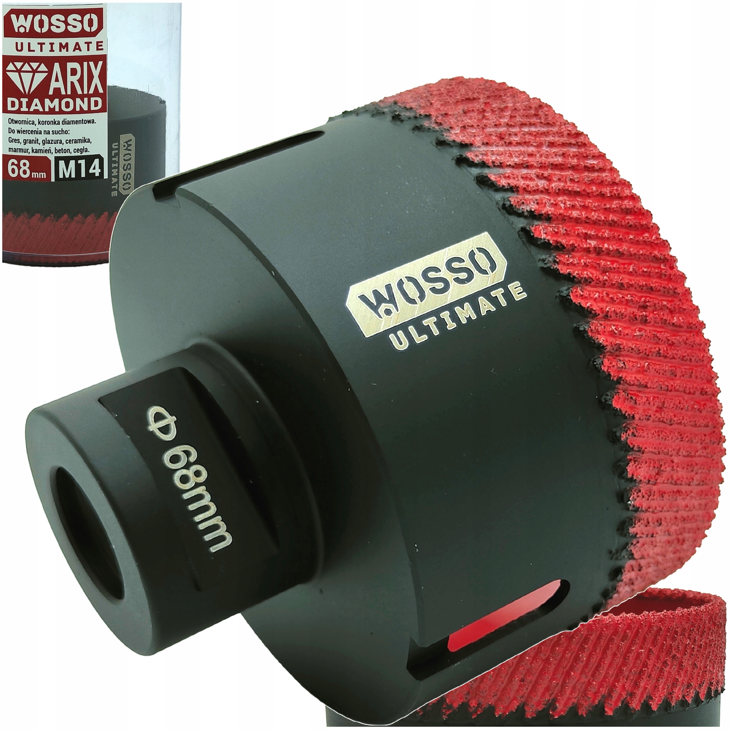 Otwornica Diamentowa 68mm M14 Ultimate Arix do Płytek Gresu Koronka Wiertło