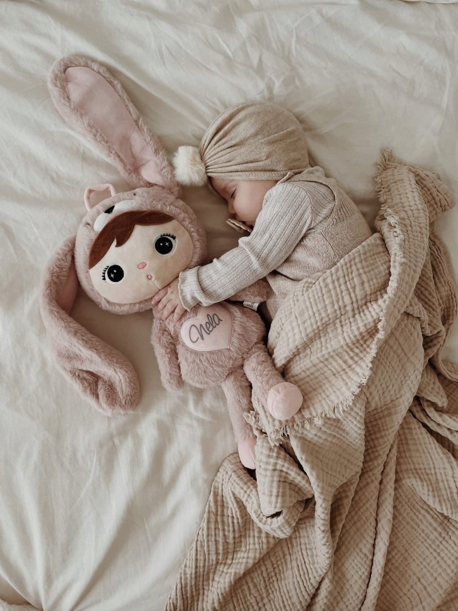 Metoo Różowy Królik 50 cm z Imieniem Prezent na Urodziny dla Dziecka Materiał tkanina