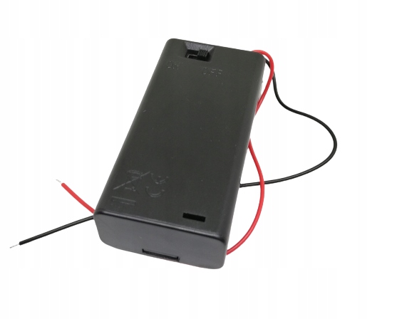 Koszyk na 2 baterie AA 2xAA z włącznikiem czarny