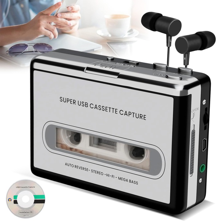 Kazetový přehrávač Walkman a převodník kazet na Usb MP3 Ezcap rekordér