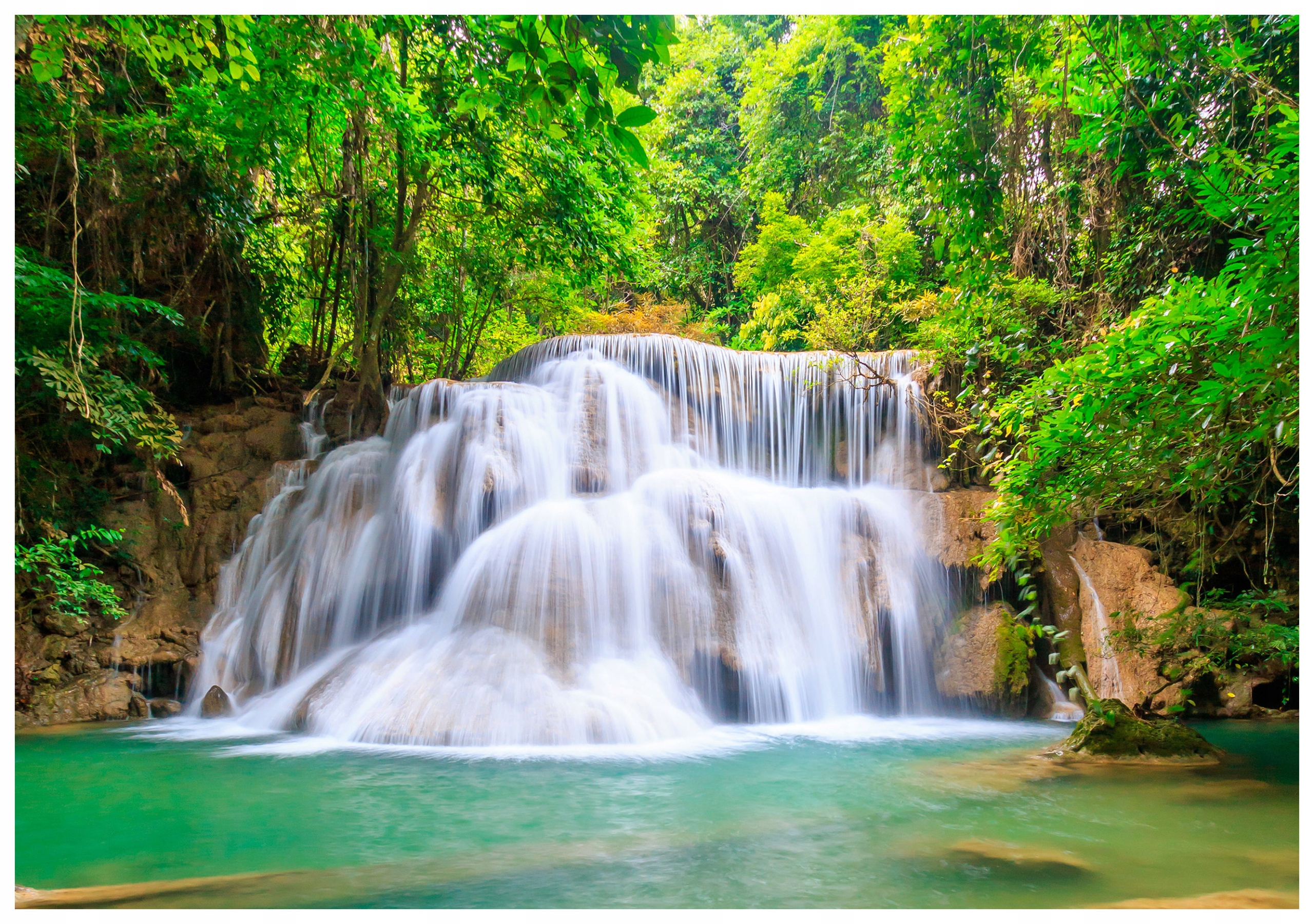 Fototapeta Vodopád v lese krajina příroda relaxace zeleň 150x105 lepidlo