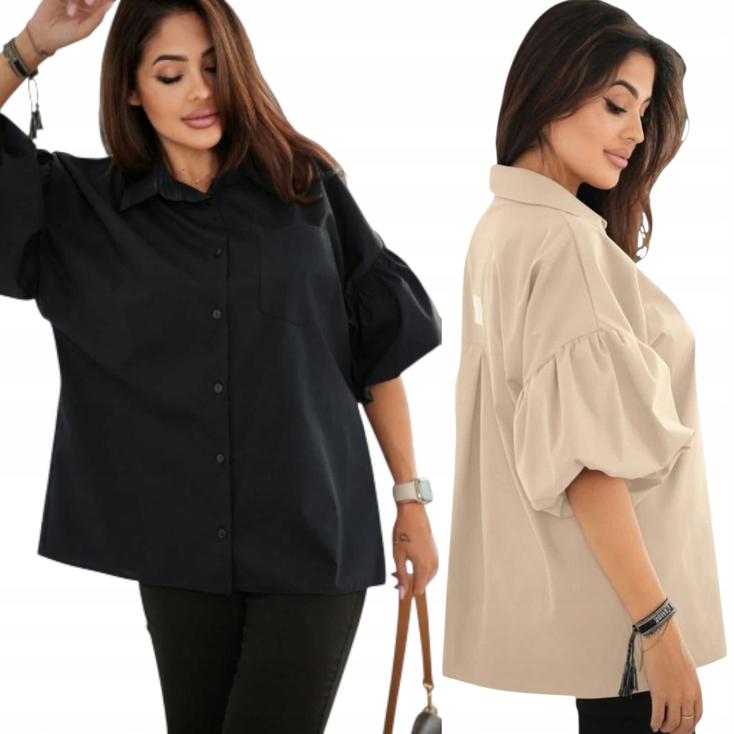 Elegantní košile s bufetovými rukávy Plus Size velikost 44, 46, 48 barev