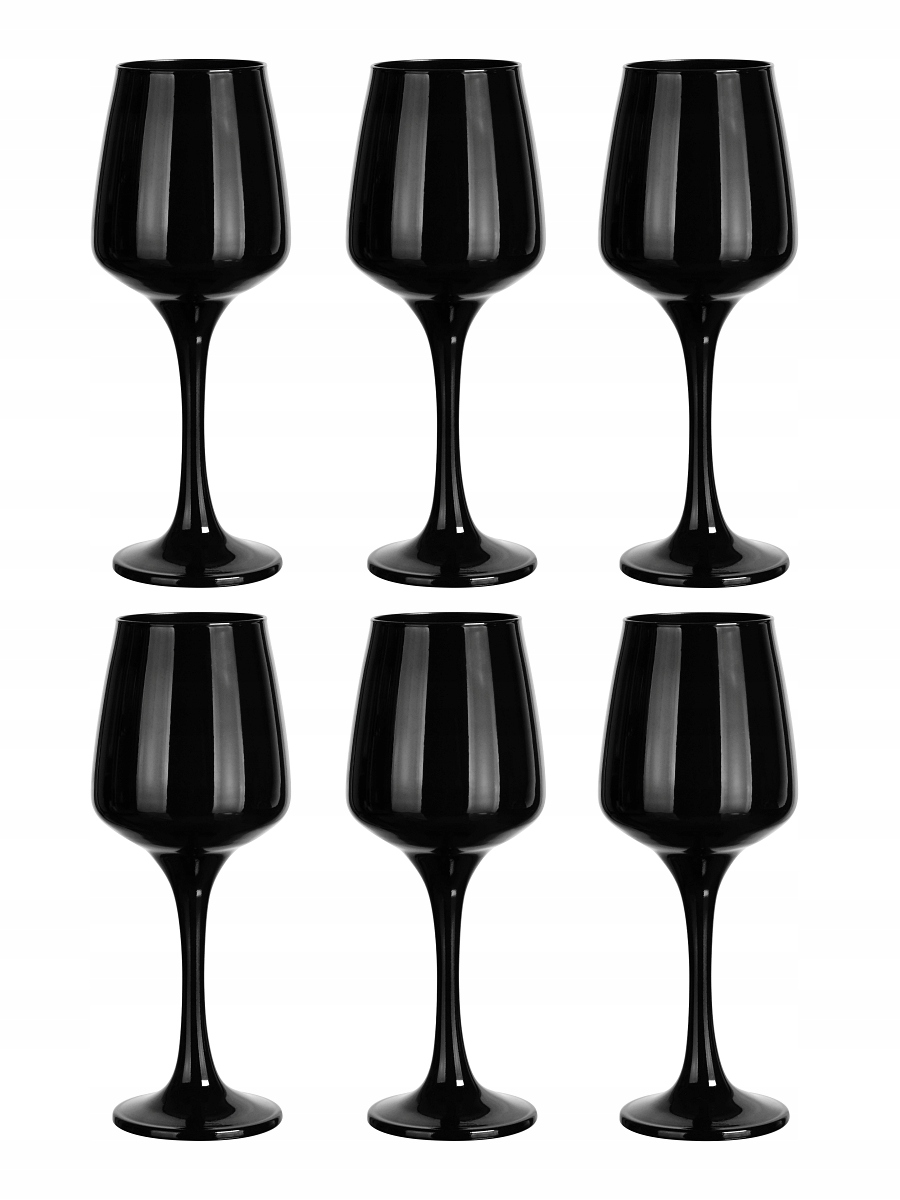 

6x Kieliszki Do Wina, Wody, Czarne 300 ml