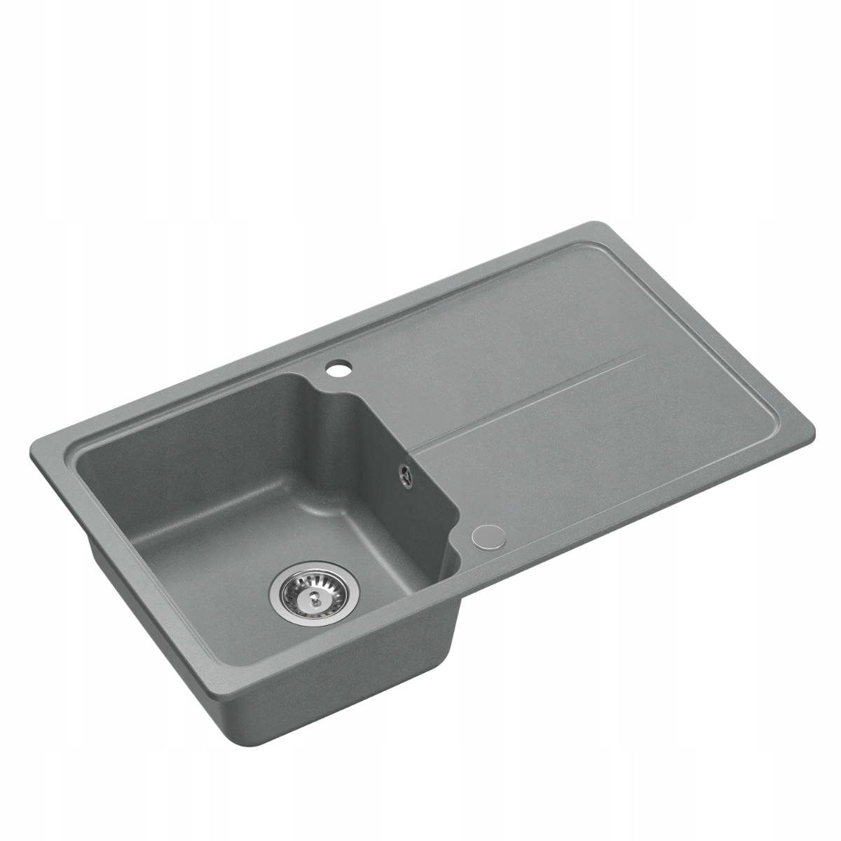 myQ Berlin 111 Granitový dřez 86x50x20,5 cm Šedý sifon Záslepka