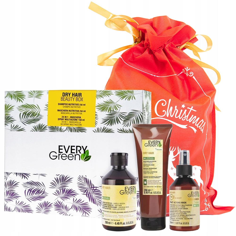 Every Green Box Dárková Sada Pro Suché Vlasy Šampon Maska Kondicionér