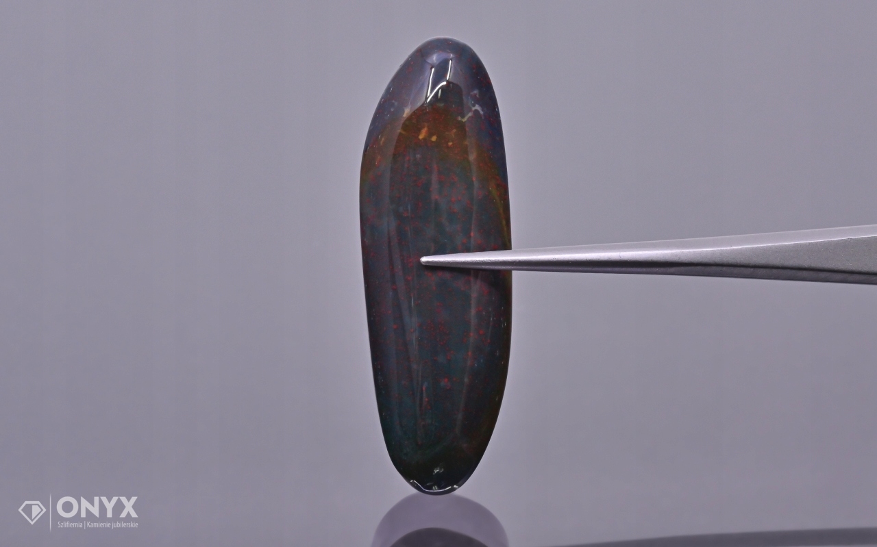 Heliotrop kabošon nepravidelný 34,5x11,5 mm