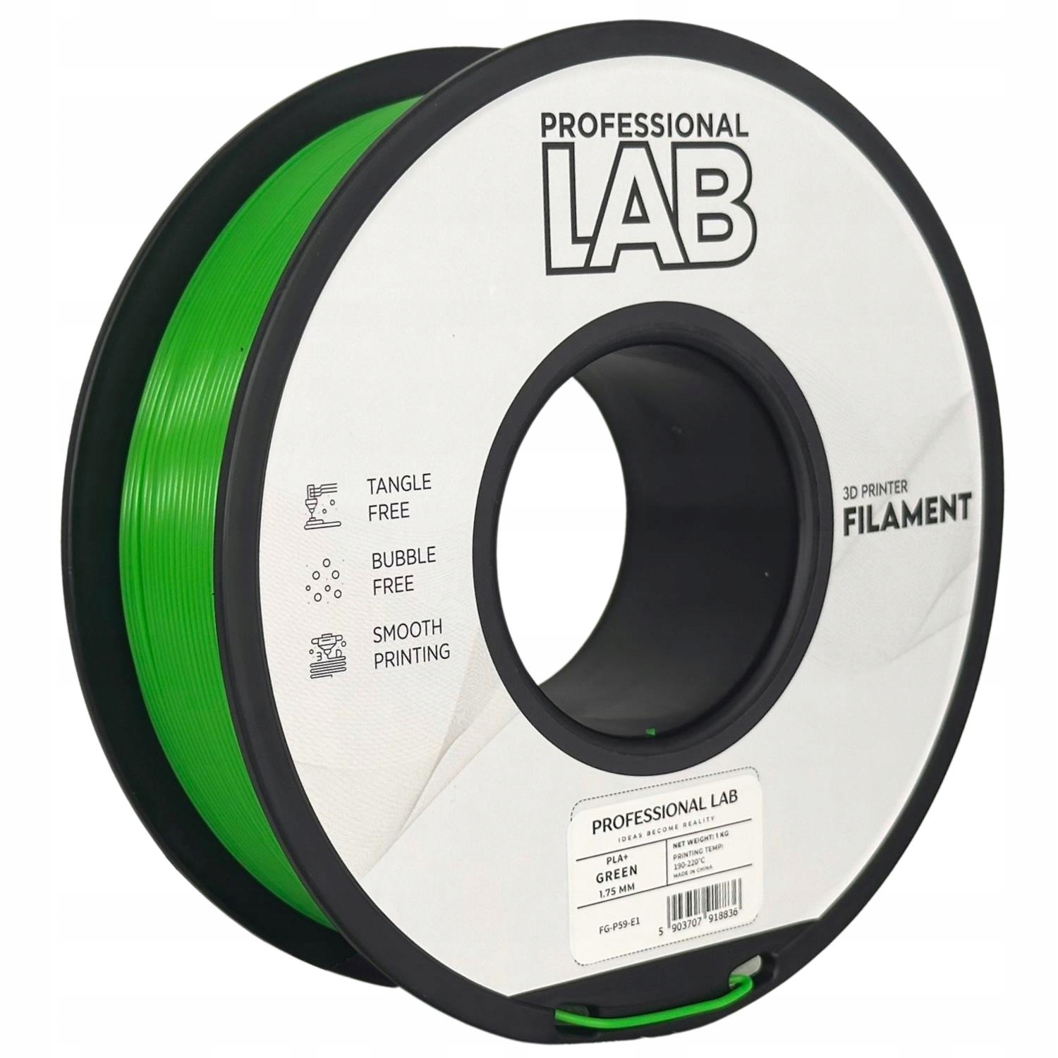 Filament Pla+ Professional Lab 1,75mm 1kg 1000g zielony
