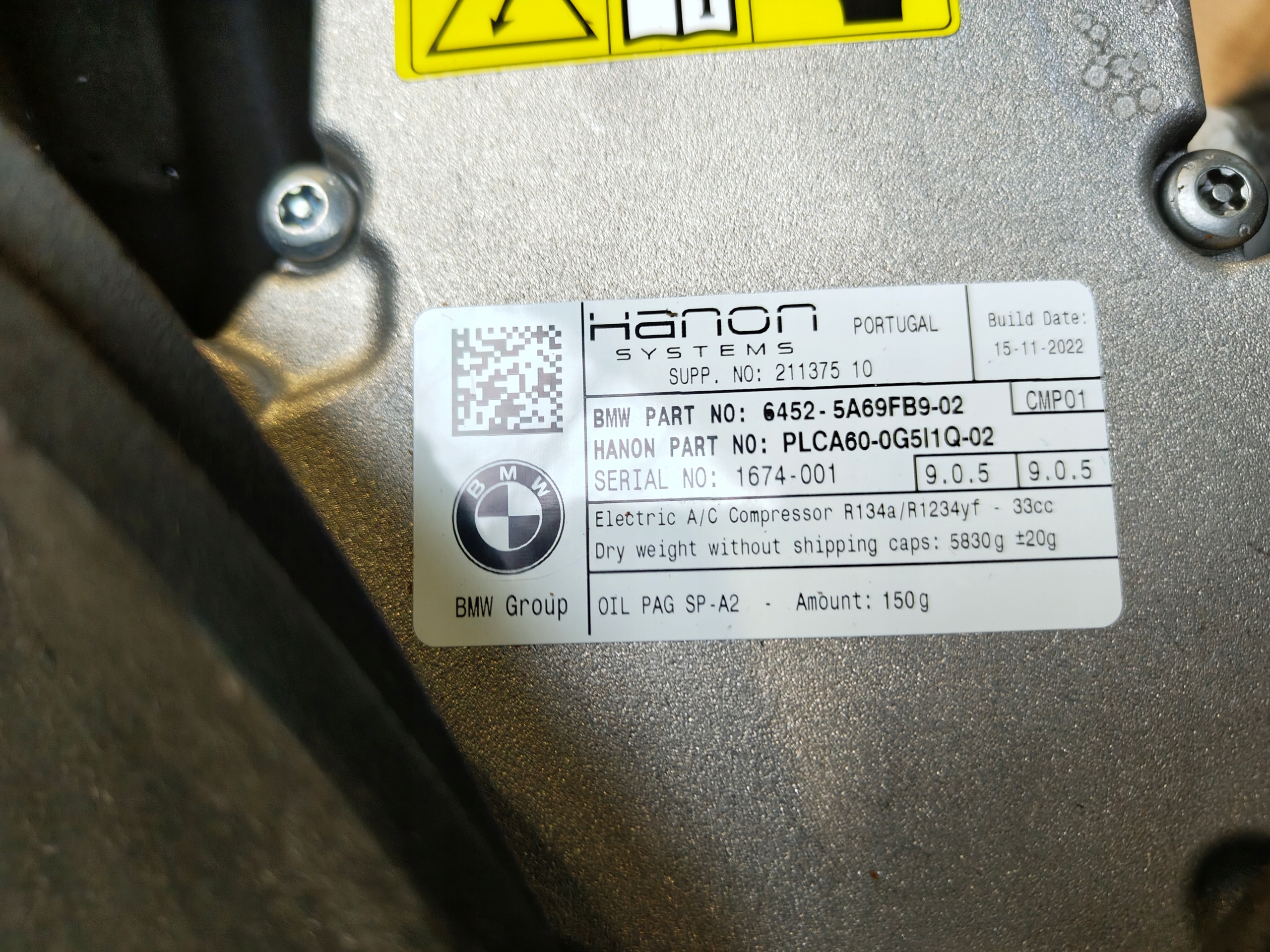 BMW iX i20 electrical compressor compressor; of the air conditioning 5A69FB9