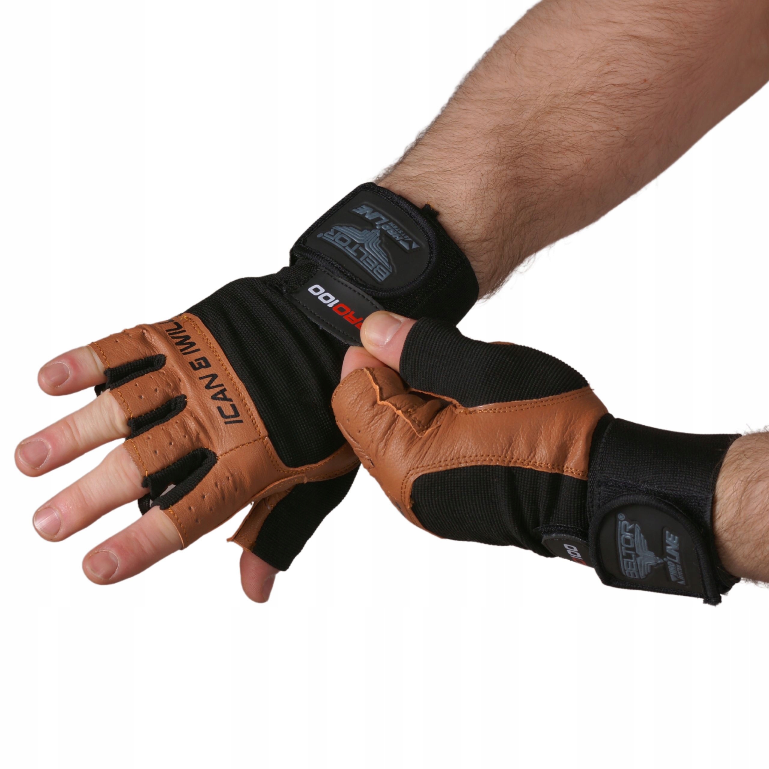 BELTOR TRENINGOWE RĘKAWICZKI NA SIŁOWNIE TRENINGOWE PRO 100 SKÓRZANE S Kolekcja Rękawice treningowe PRO 100 HRD System