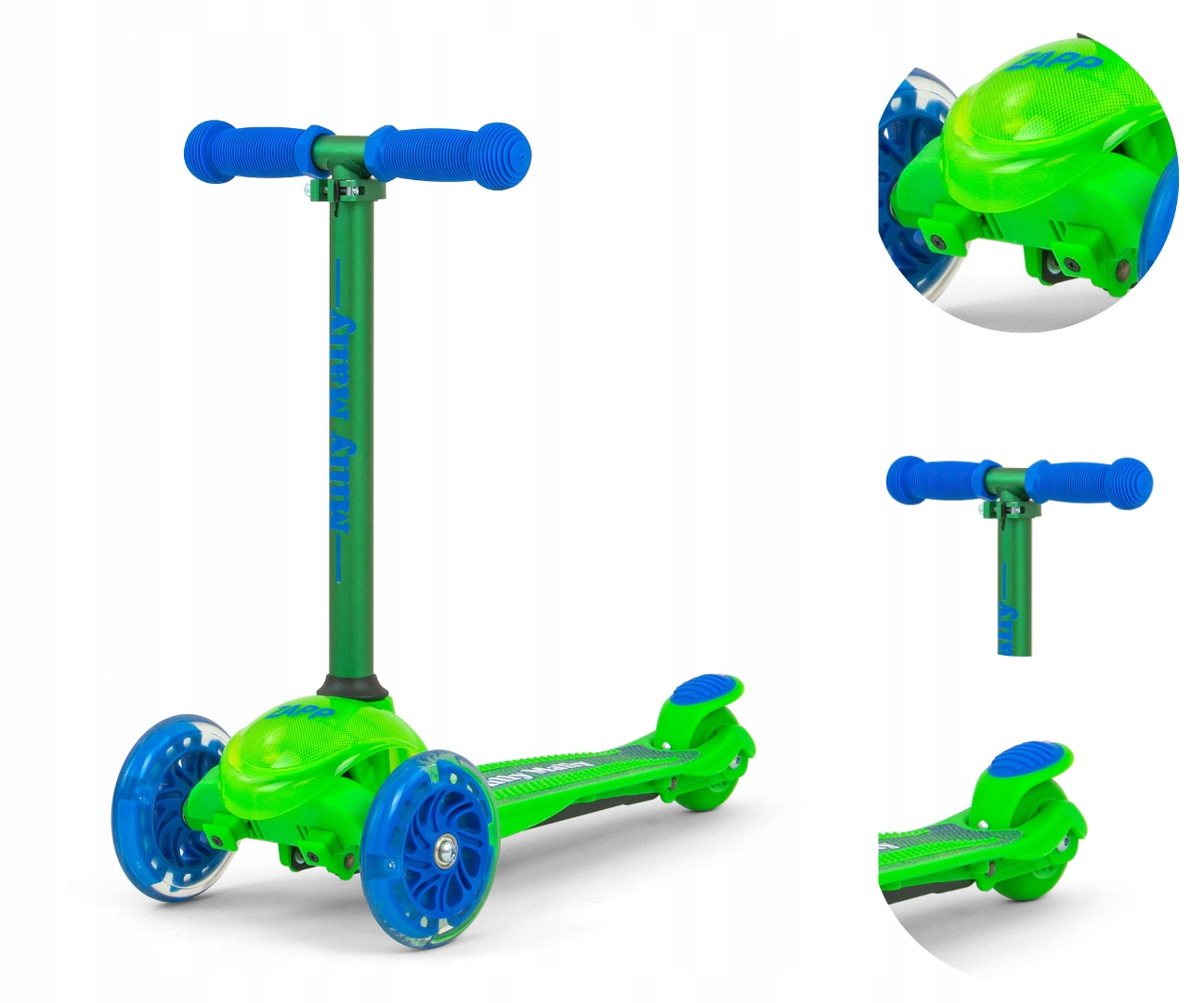 Hulajnoga Trójkołowa Dla Dzieci Scooter Kółka Led do 50KG Regulacja Hamulec