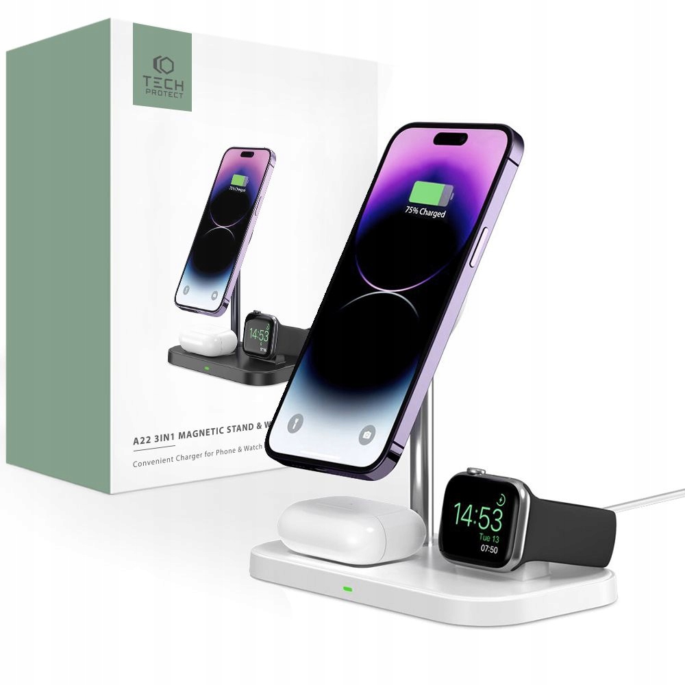 ŁADOWARKA INDUKCYJNA MAGSAFE DO IPHONE, APPLE WATCH, AIRPODS Złącza USB typ C