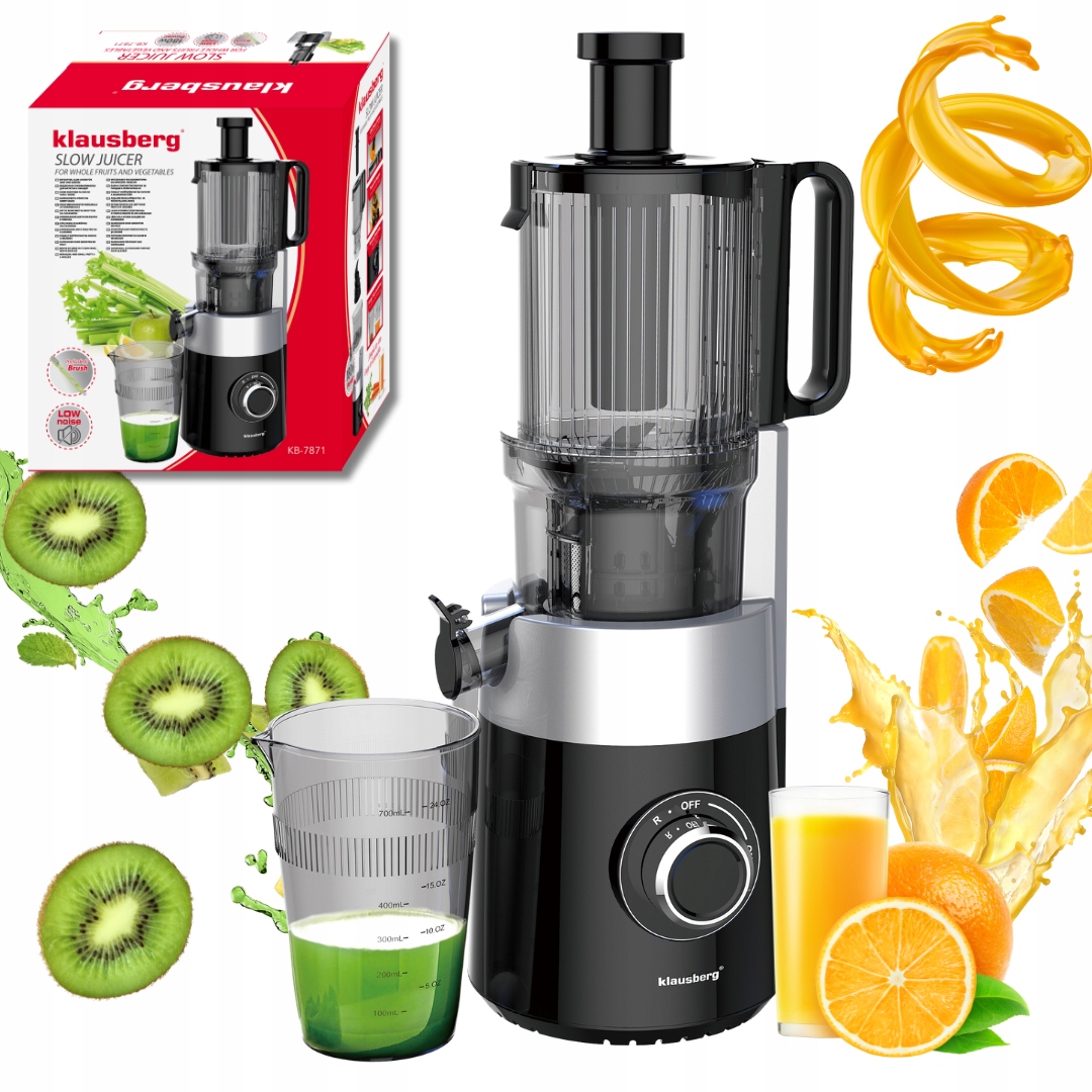 Pomalý odšťavovač 180 W Zeleninová šťava z ovocia Cold Press Klausberg 7871