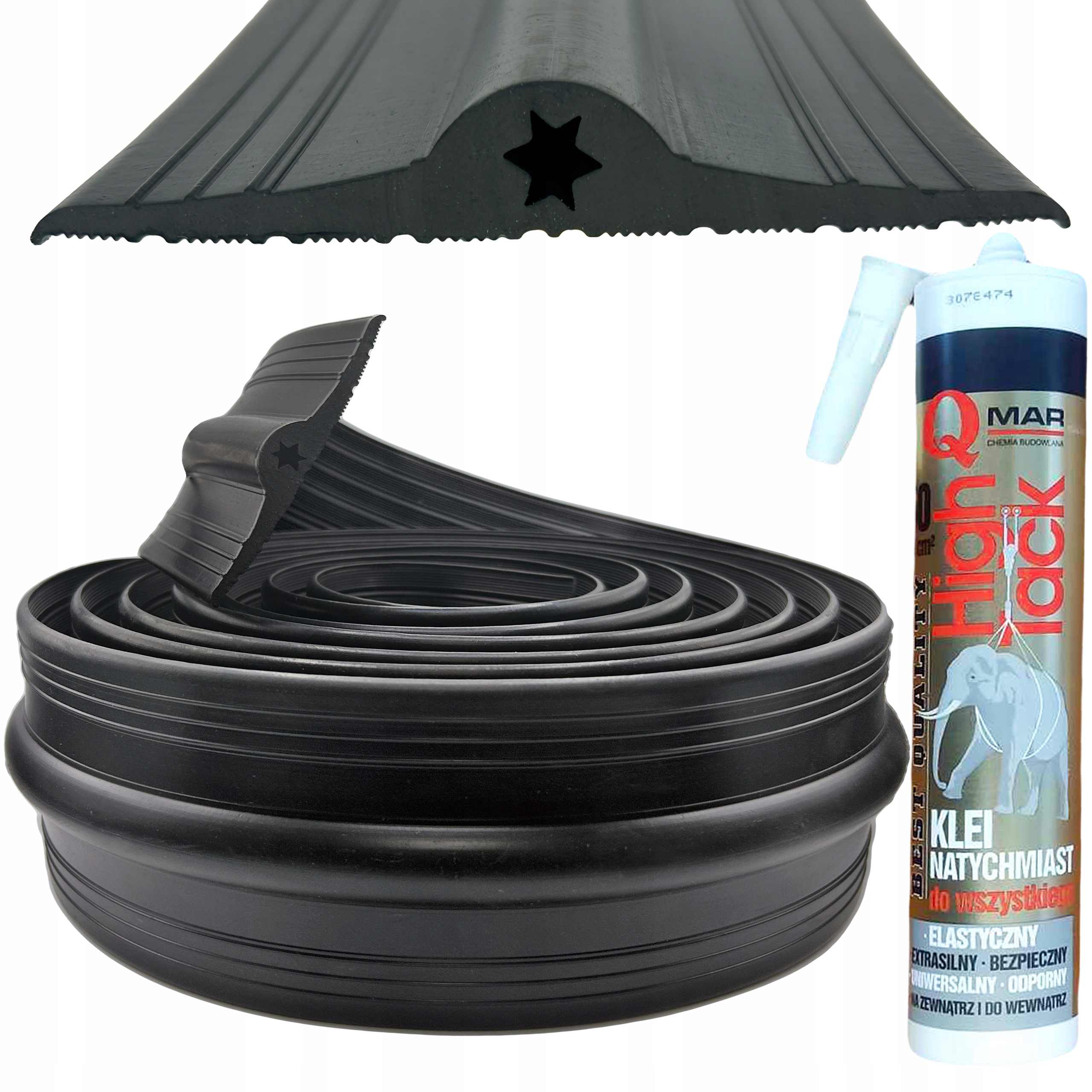 USZCZELKA GARAŻOWA PRÓG DO BRAMY 85x12MM 1,5M + KLEJ PROGOWA B-998