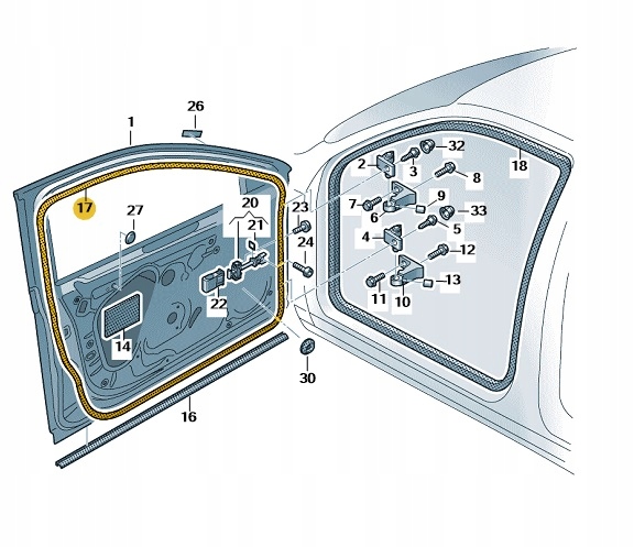 USZCZELKA PRZEDNICH LEWYCH DRZWI VW PASSAT B8 OE Numer katalogowy części 3G0837701C-5AP