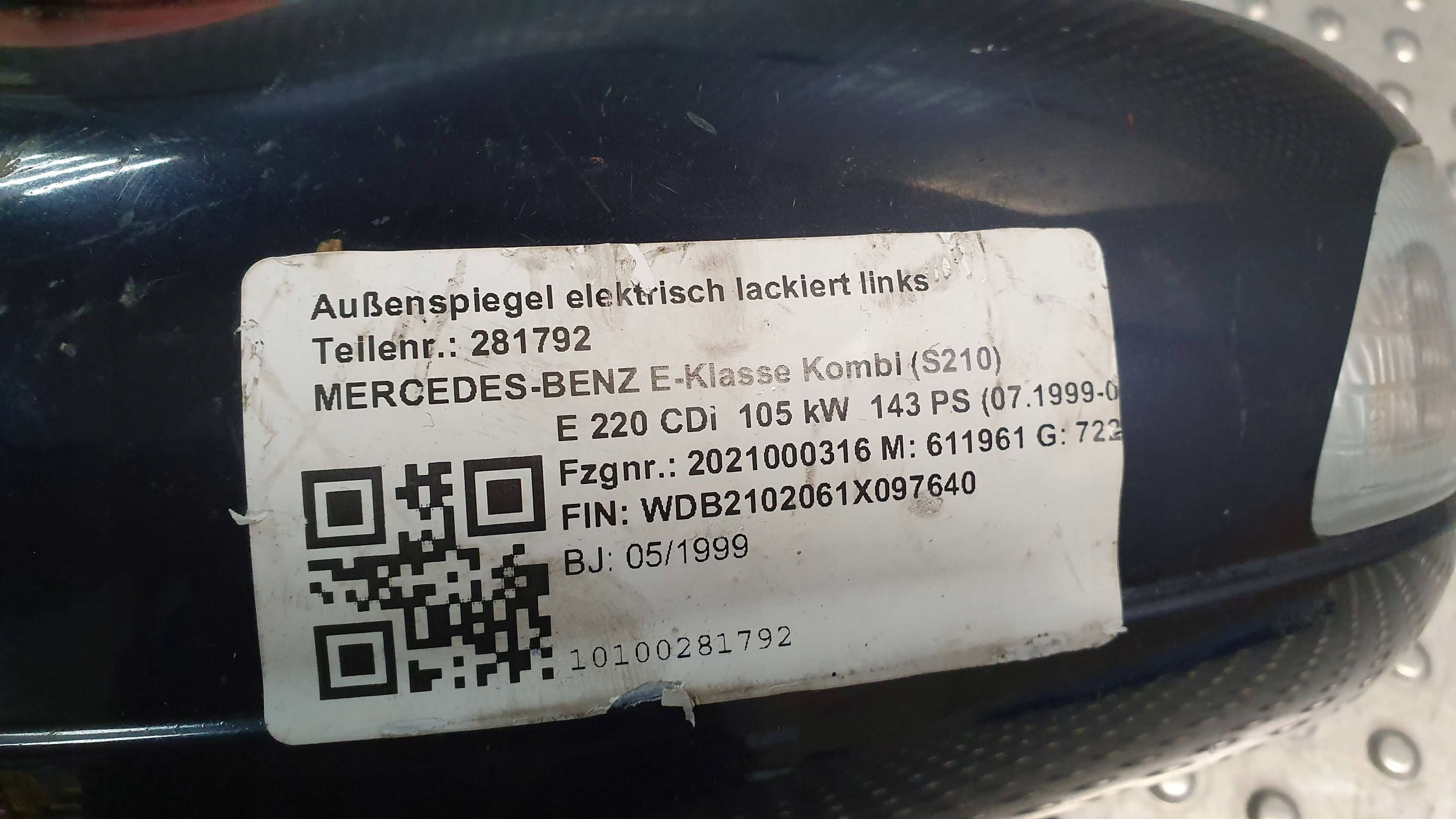 mirror left MERCEDES E-KLASA W210 7 PIN 95