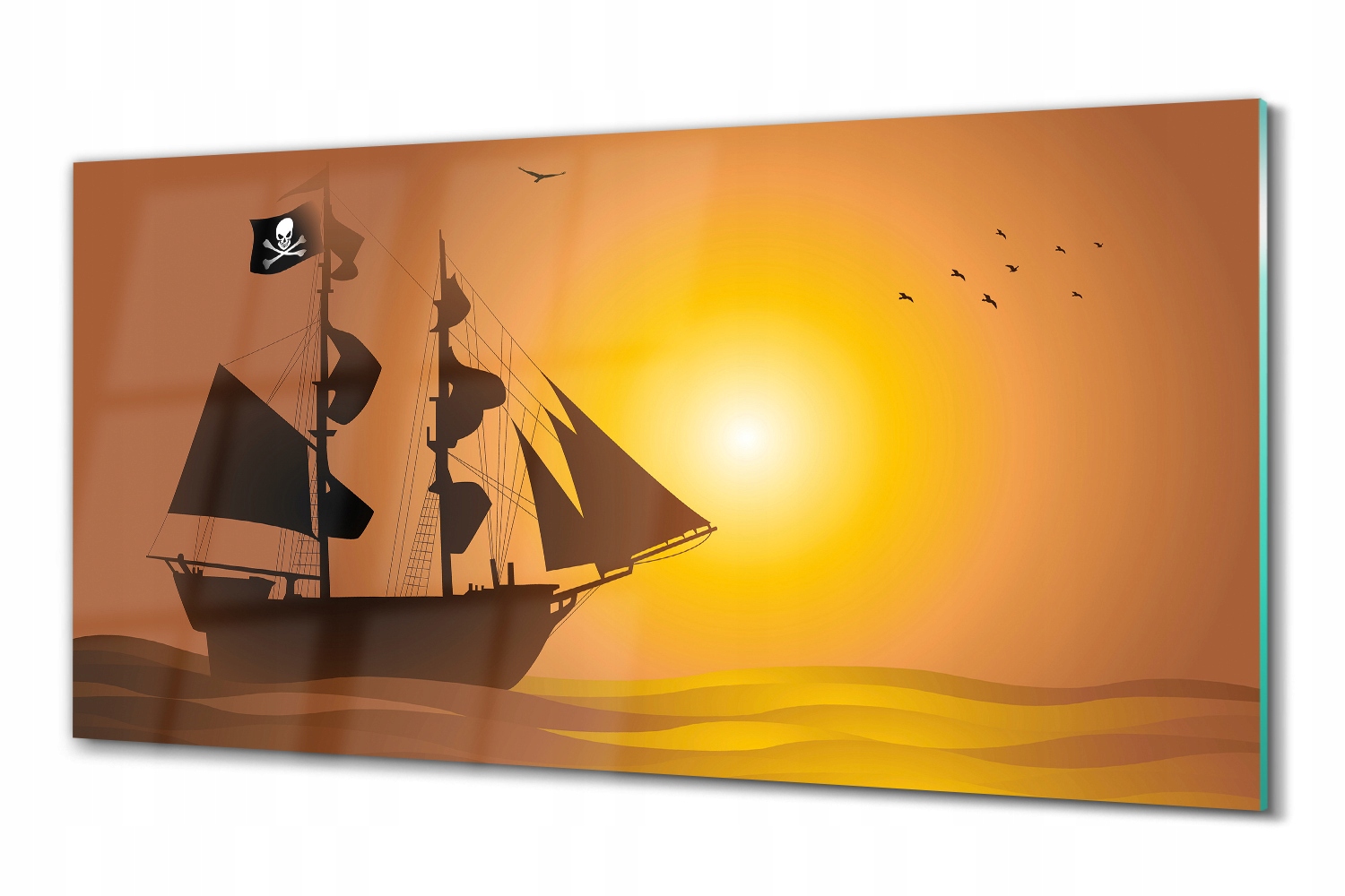 Foto na skle na stenu Starek pirát grafika 100x50