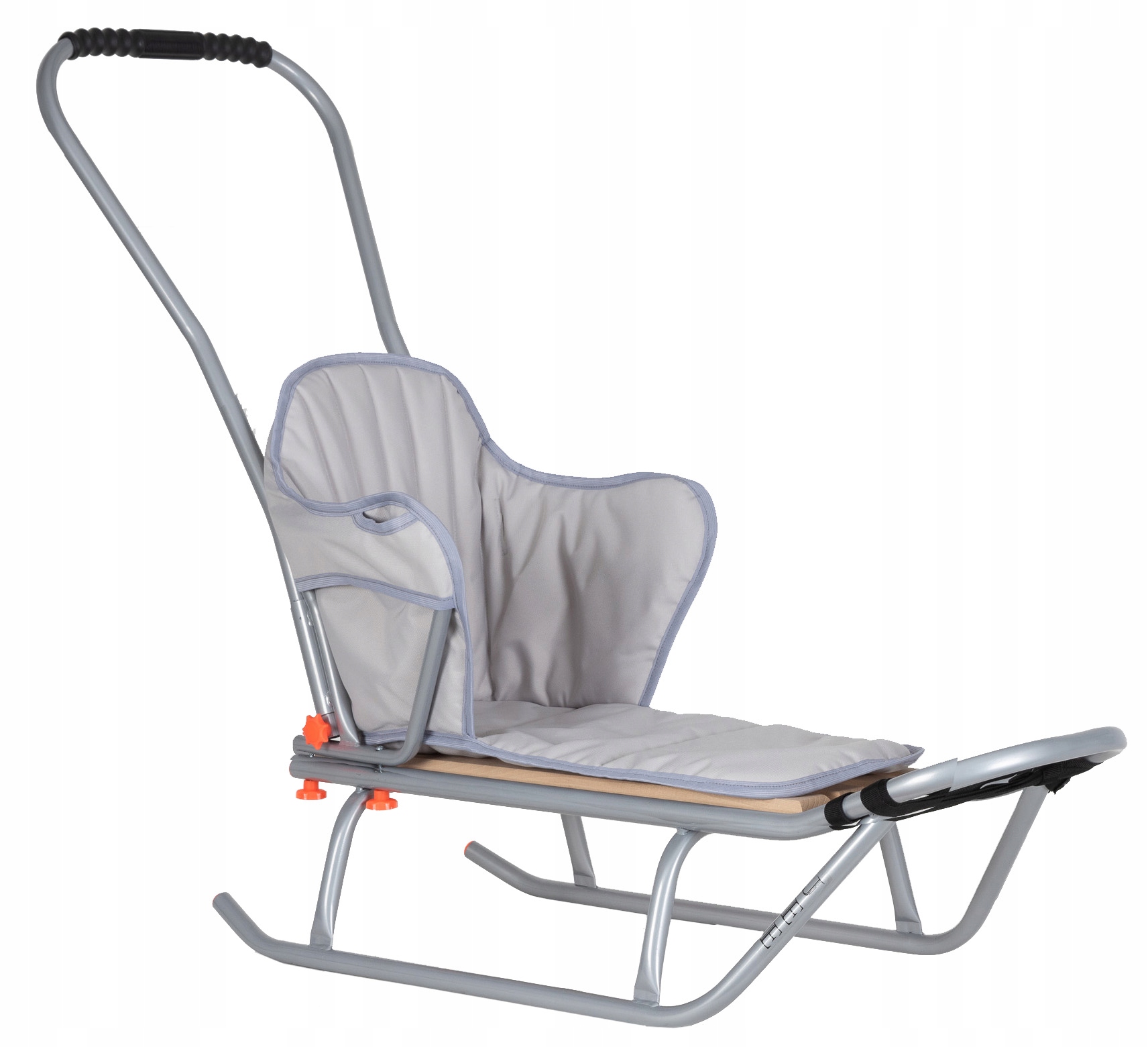 Polskie Sanki Metalowe Jee M Dla Dzieci Z Oparciem, Pchaczem I Materacykiem