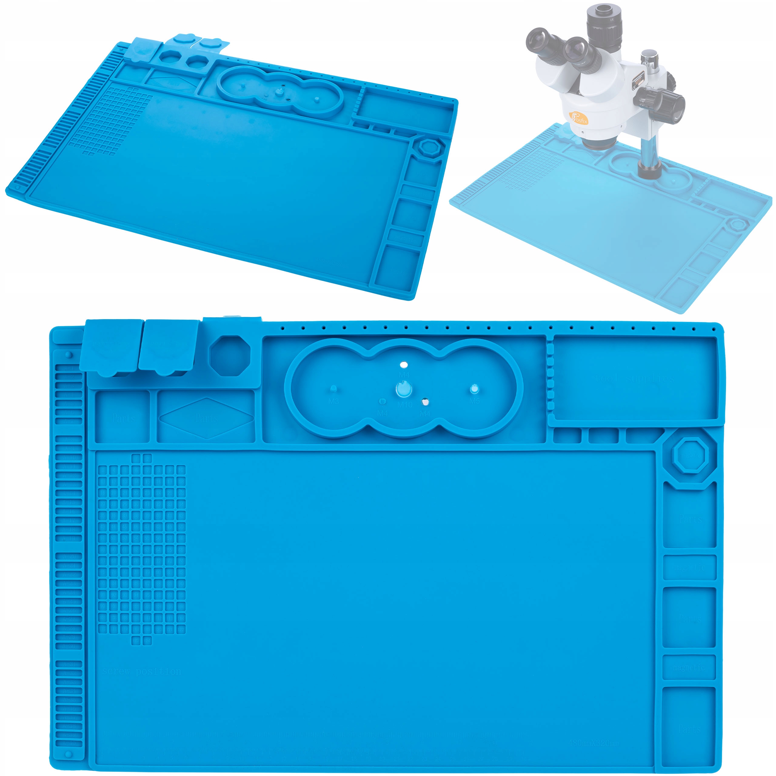 Stabilní Ocelová Podložka Silikonová 500°C Mikroskop 480x320MM