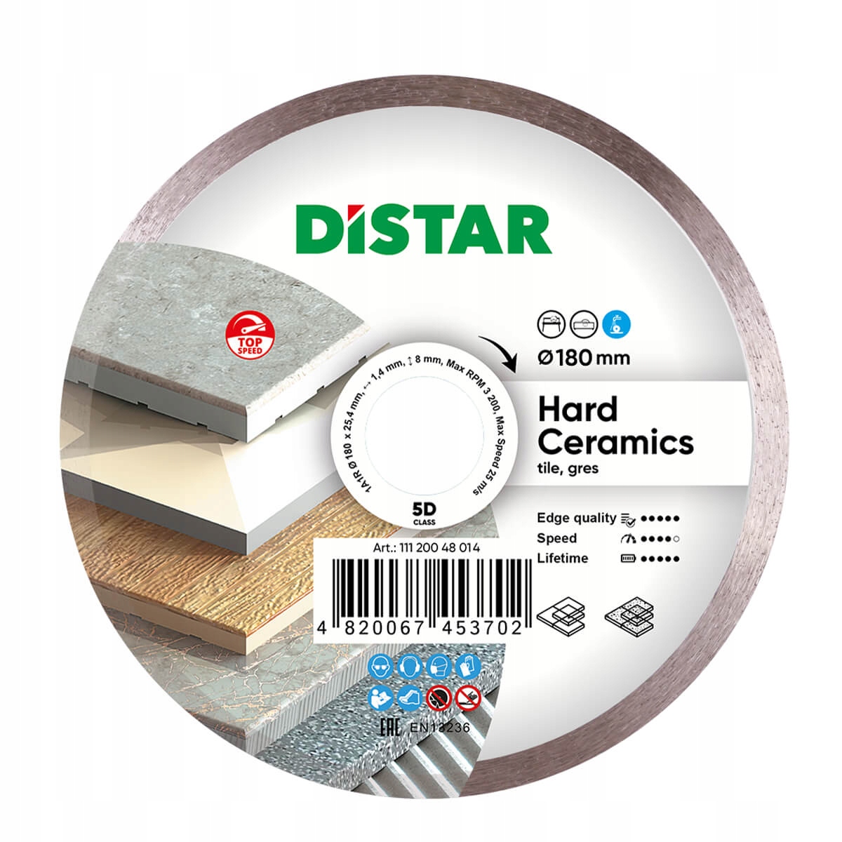 

Tarcza Diamentowa Distar 180x1,6x10x25,4 Hard Cera