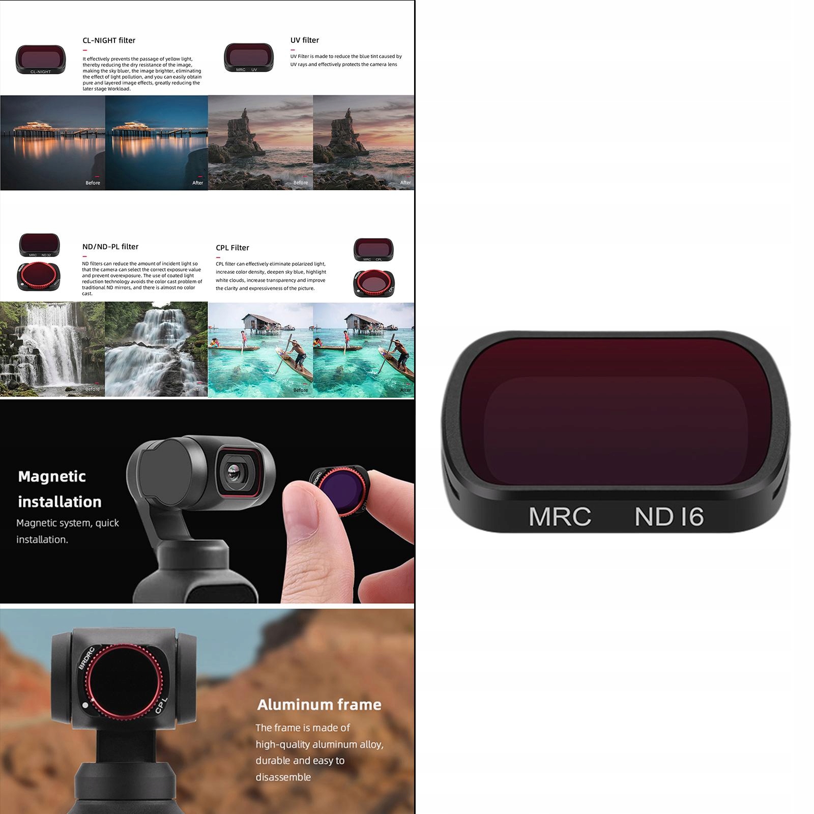 Filtr obiektywu do DJI Osmo POCKET 2, profesjonalne akcesoria ND16 Marka bez marki