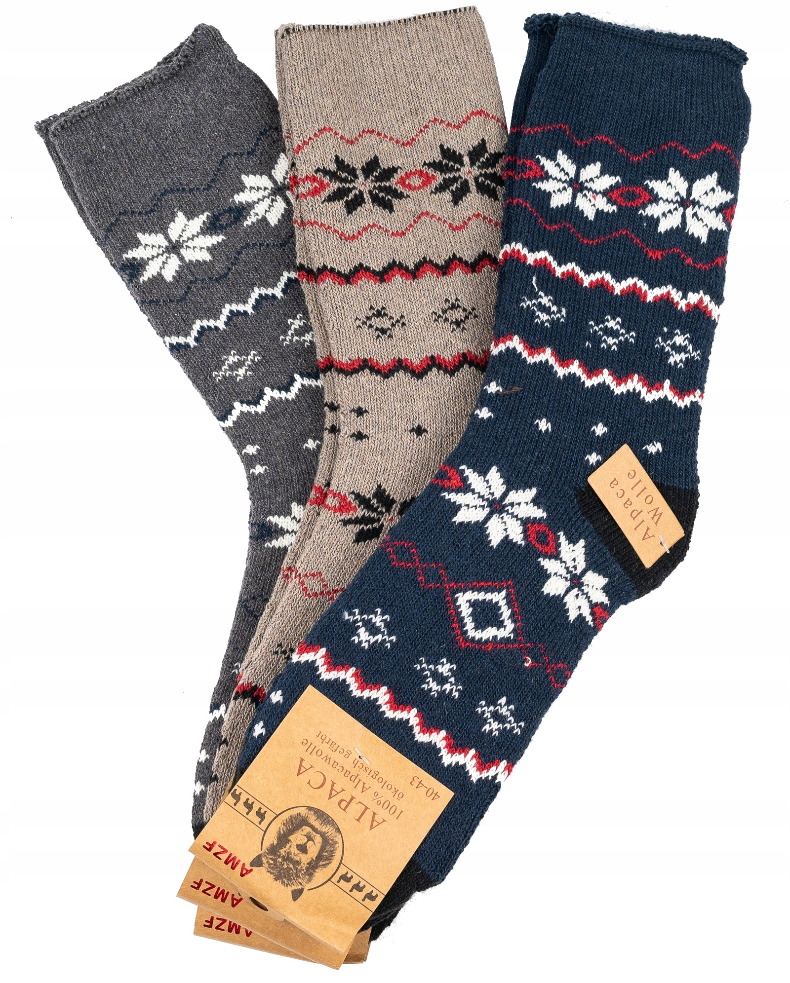 

3X Grube Ciepłe Bezuciskowe skarpety Alpaka 40-43