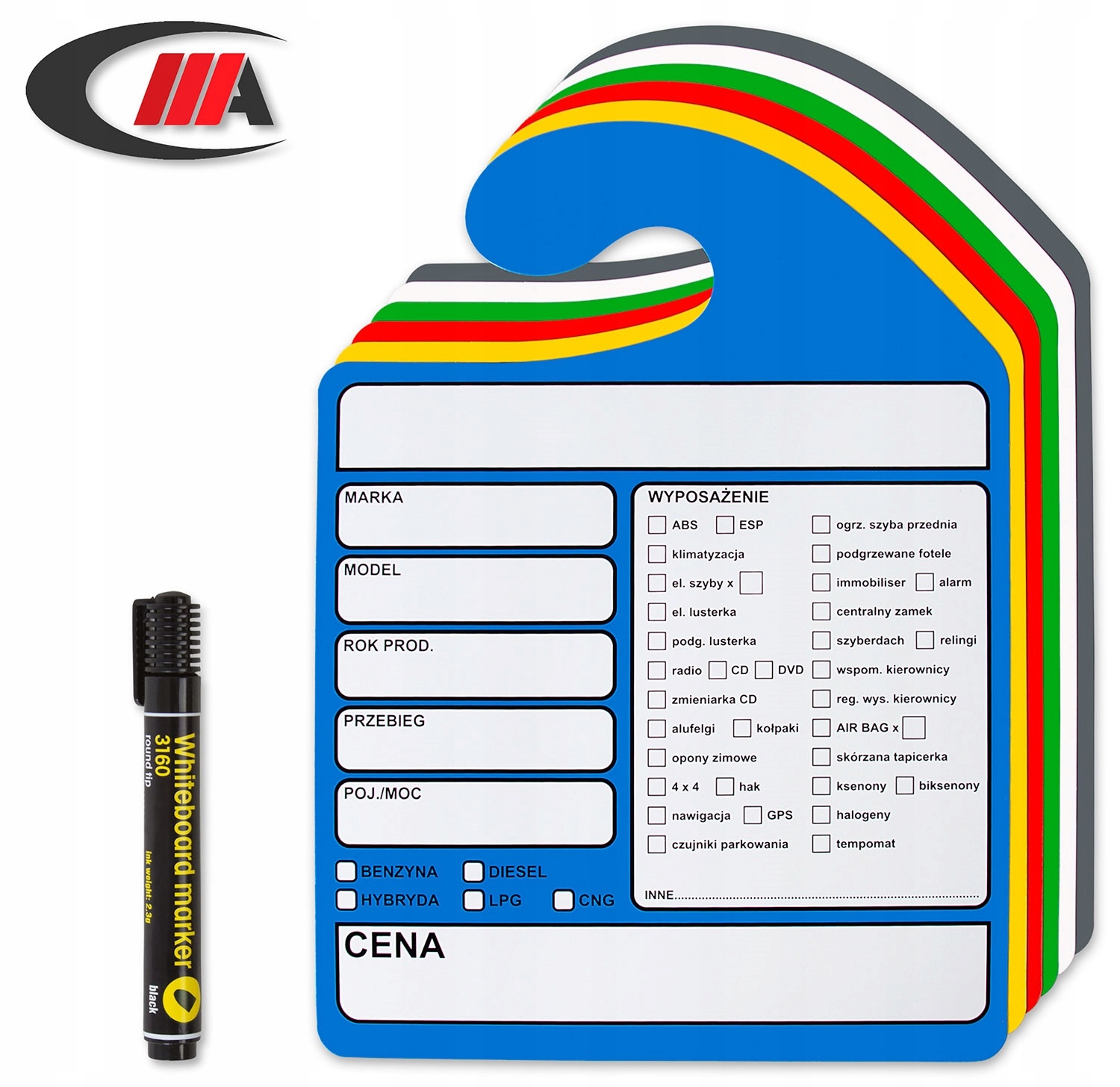 Zawieszka komisowa ścieralna z markerem 10 szt. lakierowana