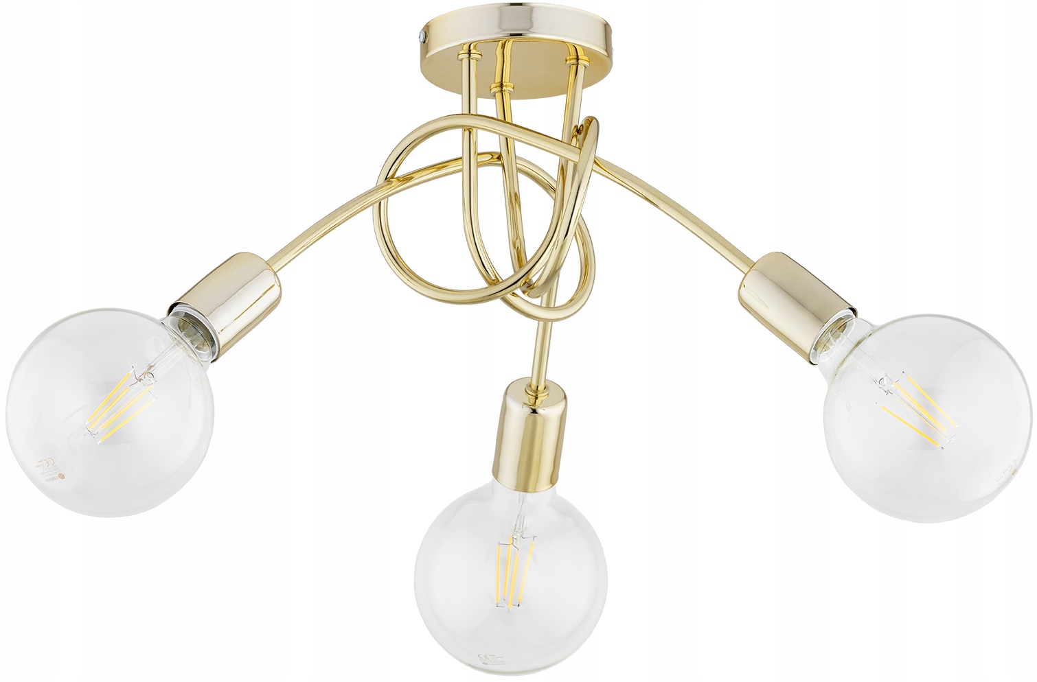 Złota Lampa Sufitowa Żyrandol Żarówki Edison Led